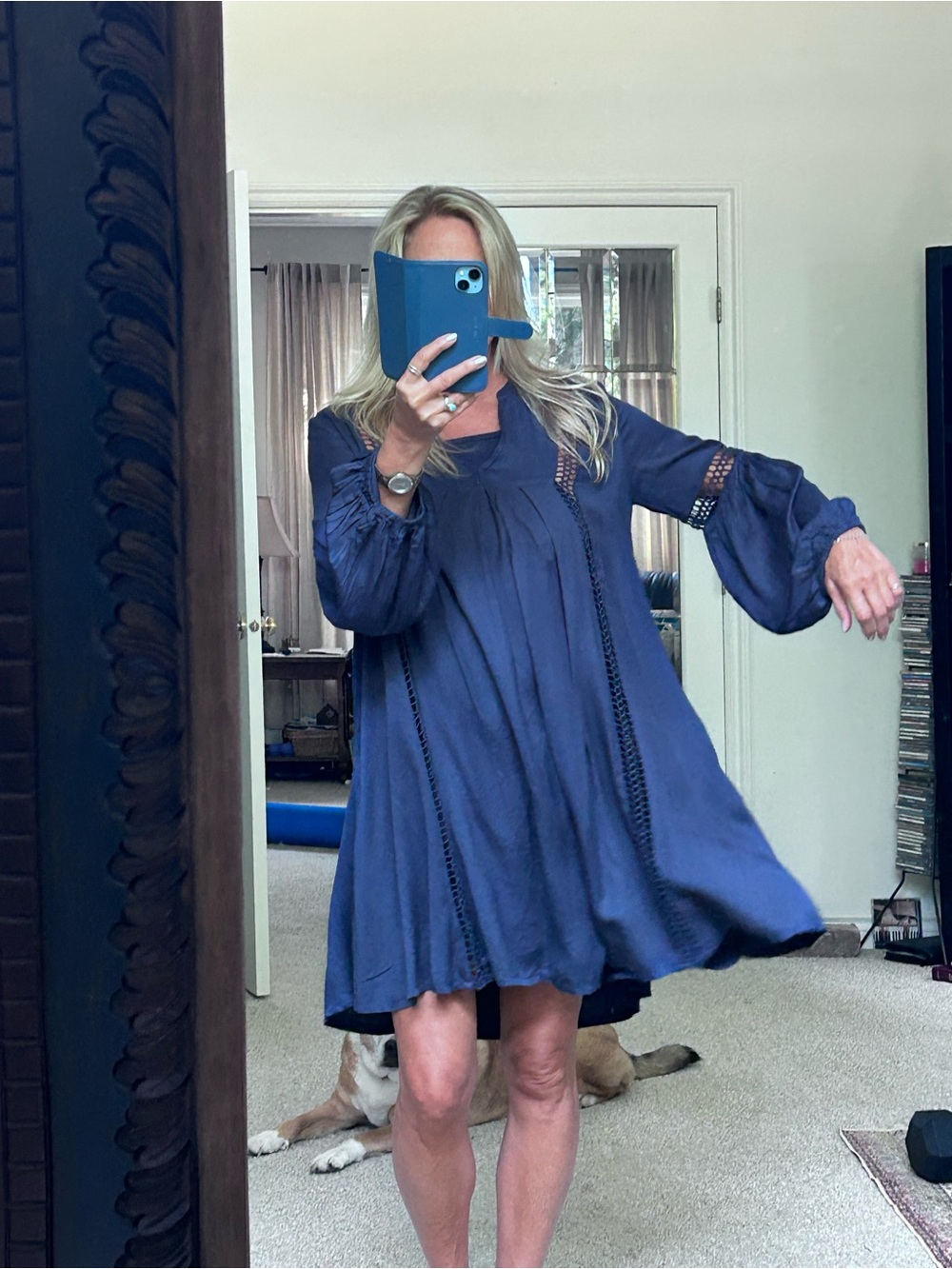 Solitaire Navy Blue Boho Mini Dress